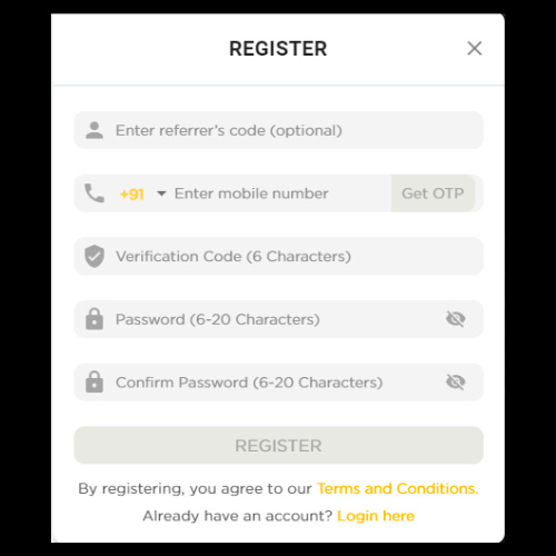 96in India registration form